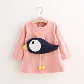 2023 Новые осенне-зимние хлопковые платья-свитера для девочек с 3D птицами, Удобная Милая детская одежда для малышей 15 Вт