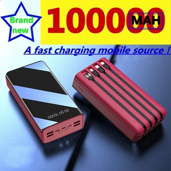 2023 Новый Power Bank 100000 мАч TypeC Micro USB Быстрая зарядка Power Bank со светодиодным дисплеем Портативное внешнее зарядное устройство для планшетов