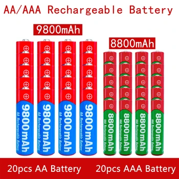 AA + AAA перезаряжаемые AA 1,5 В 9800 мАч / 1,5 В AAA 8800 мАч Щелочная батарея фонарик игрушки часы MP3-плеер заменить никель-металлогидридный аккумулятор