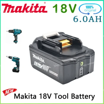 Makita 100% Оригинальная Аккумуляторная Батарея Для Электроинструмента 18V 6.0Ah со Светодиодной литий-ионной Заменой LXT400 BL1860B BL1860 BL1850