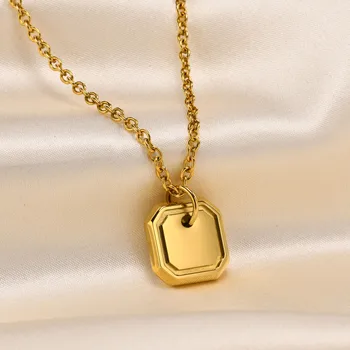 ZORCVENS, Винтажное ожерелье с квадратной подвеской из нержавеющей стали в стиле Панк для женщин, Новая мода, Геометрические украшения золотого цвета, подарки