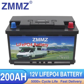 Аккумулятор 12V LiFePO4 Встроенный BMS 200AH 100AH Литий-Железо-Фосфатные Элементы 5000 + Циклов Для Кемперов RV Golf Cart Солнечный + Зарядное устройство