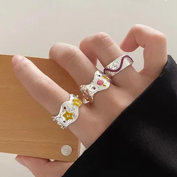 Винтажное открытое кольцо женская ниша уникальный дизайн индивидуальное кольцо Instagram мода лето кольцо на указательный палец