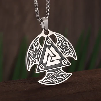 Винтажное Треугольное ожерелье Viking Valknut из нержавеющей стали, Скандинавское ожерелье Odin Myth, Мужской Байкерский амулет, ювелирный подарок