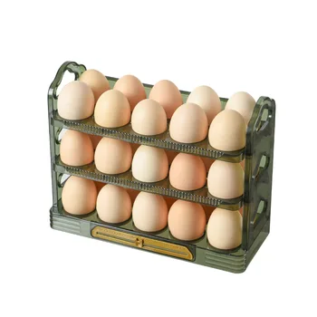 Вращающийся стеллаж для хранения яиц на 30 сеток, 3 яруса, контейнер-органайзер для яиц, Компактный кухонный холодильник, держатель для яиц, Диспенсер