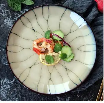 Высококачественная глазурованная керамическая посуда для обжига в японском стиле, тарелка для суши, поднос для закусок, Ресторанные обеденные тарелки, Круглая посуда