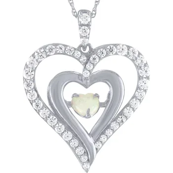 Женская подвеска в виде сердца из опала из стерлингового серебра с цепочкой, 18 дюймов