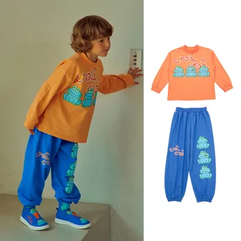 Комплект детской толстовки для мальчиков 2023, осенняя Корейская хлопковая толстовка с рисунком, футболка, брюки, одежда для мальчиков, Детская бутик-одежда