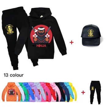 Комплекты одежды Ninja Kidz, одежда для мальчиков, толстовки, толстовка для мальчиков + брюки, костюм для подростков, детская весенняя одежда, детская одежда из аниме + шляпа