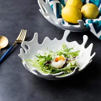 Креативная кораллово-белая керамическая тарелка неправильной формы, домашняя посуда для ресторана отеля, посуда для церемоний, посуда для кухни