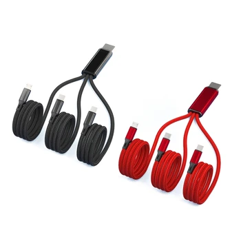 Мульти USB-кабель для зарядки 5V 2A 3-в-1 шнур для подключения двух USB-C/Micro-USB