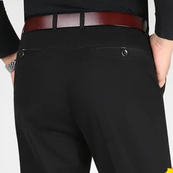 Новая мужская одежда, весна-осень, однотонные хлопчатобумажные брюки, повседневные прямые рукава, деловые свободные брюки на молнии с высокой талией