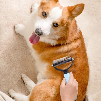 Новая Расческа для Удаления Волос для Собак Cat Detangler Щетка Для Подравнивания Меха Инструмент Для Ухода За спутанными Длинными Волосами Вьющихся Домашних Животных