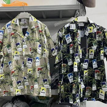 Новые Рубашки Rhude С Полным Принтом Кокосовой Пальмы, Гавайские рубашки 1: 1, Высококачественная Негабаритная Рубашка С Коротким рукавом
