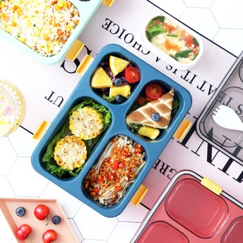 Портативный пластиковый разделитель, коробка для Бенто, миска для супа, Детский ланчбокс, готовящийся в микроволновой печи, Офисный ланч, тарелка для закусок, контейнер для еды для кемпинга на открытом воздухе
