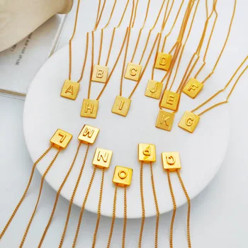 Простое ожерелье из букв A-Z с золотым покрытием, цепочка на ключицу
