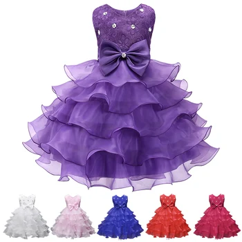 Пышное свадебное платье принцессы с цветочным узором для девочек, детские платья для девочек, платье-пачка для вечеринки по случаю дня рождения, детские элегантные платья на 3-8 лет
