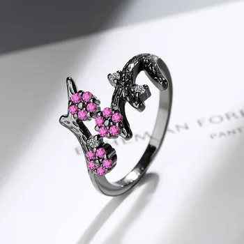 Ретро Черные кольца Wintersweet для женщин в тренде Изысканные кольца для пальцев, фирменная эстетика, винтажный ювелирный набор, готические подвески
