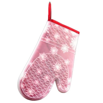 Рождественские перчатки из силиконовой ткани, перчатки для микроволновой печи, нескользящие перчатки с принтом, изолированные перчатки, перчатки для кухонной духовки, инструменты для выпечки