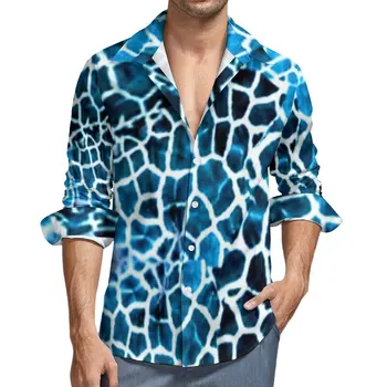 Рубашка с принтом из кожи жирафа, осенние повседневные рубашки с дикими животными, мужские новые блузки с длинным рукавом, модная уличная одежда с принтом