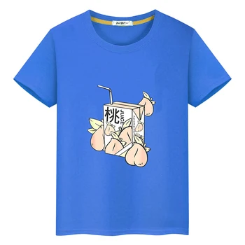 Футболка с рисунком японского персикового сока для мальчиков и девочек, летняя удобная футболка из 100% хлопка, высококачественные мягкие футболки для детей